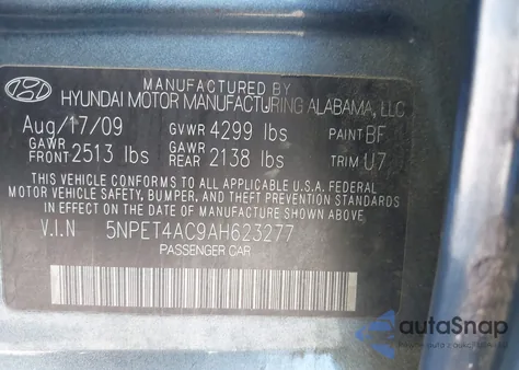 2010 Hyundai Sonata Gls from USA, damaged, VIN 5NPET4AC9AH623277